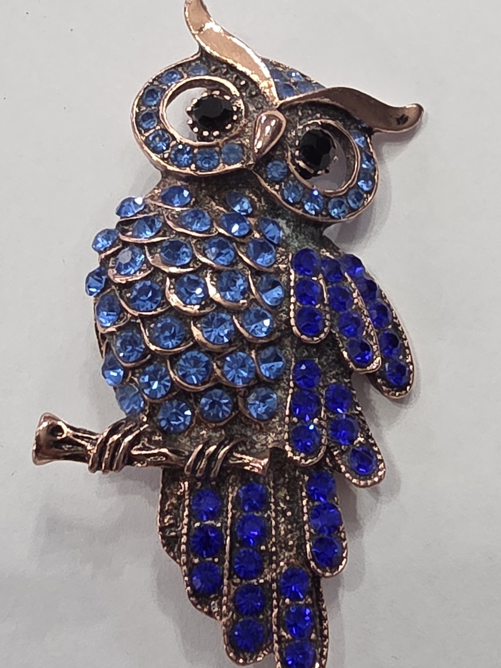 Blue Crystal Owl Brooch - Women's Fashion Jewelry